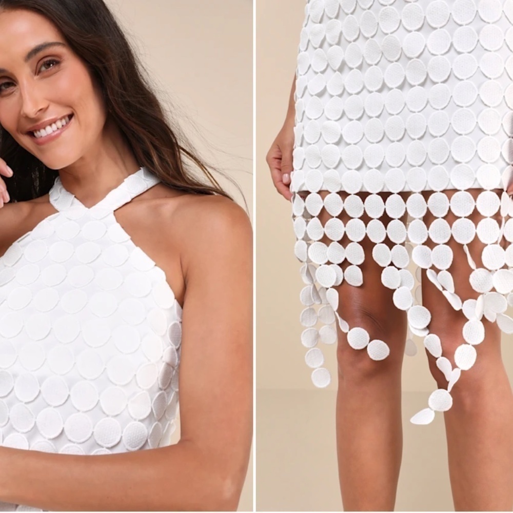 LULU's Bridal Chic Modern Sexy Minimalist Engagement Wedding Shower Mini Dress - Picture 3 of 4